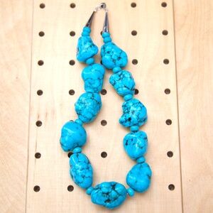 Jackie Jones Handmade Chunky Raw Turquoise Howlite Necklace With Sterling Silver